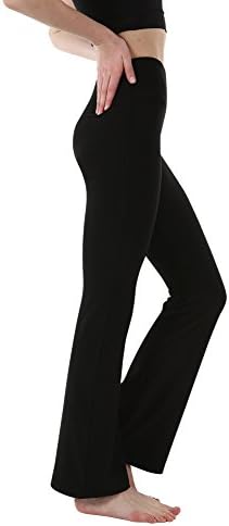 THEOUTOF Women’s Power Yoga Pants Inner Pocket - Mid Bootleg Long - Bootcut Leggings