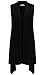 Qearl Women’s Solid Sleeveless Asymmetric Hem Drape Open Jersey Cardigan Vest Plus (XL, Black)