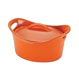Rachael Ray Stoneware 18-Ounce Mini Oval Casserole, Orange
