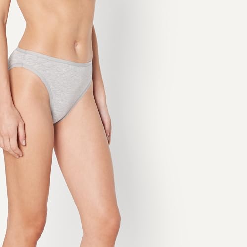 Culotte Bikini Échancrée en Coton Extensible Femme, Lot de 10, Gris Medio Mezcla, 42