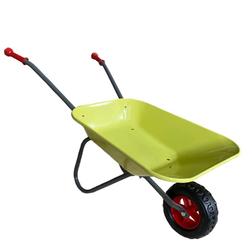ASC New Child Kids Metal Wheelbarrow - Light Green/Grey - Toy, Play, Farm, Gardening