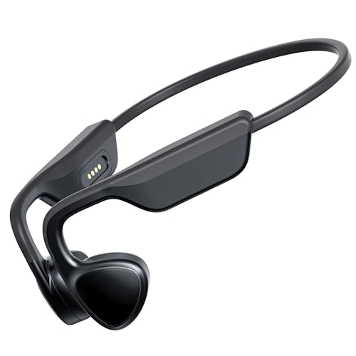 Bone Conduction Headphones,Open Ear Headphones Bluetooth 5.3 with Mic,Bone Conduction Earbuds 12Hrs Playtime,IPX7 Sweatproof Waterproof Earphones for Rufor Running, Walking, Cycling (Glossy Black)