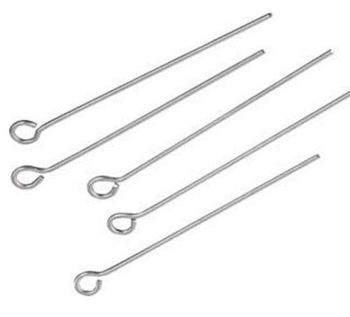 M314 350 Chain Pins with Eyelet 40 mm x 0.7 mm Silver-Plated Eyelet Pins 4 cm Head Pins Pearl Pins Silver Prism Pins