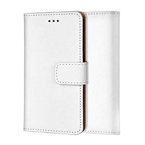ameego Genuine Leather Wallet Case for Samsung Galaxy S3 (2012, 4.8″) – Magnetic Closure, Card Slots, Stand – White