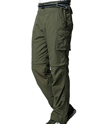 Kids Young Boy’s Quick Drying Convertible Pants, Athletic Lightweight Outdoor Hiking Shorts, Travel Cargo Fishing Trousers,9016 Army Green L,14-16 Years