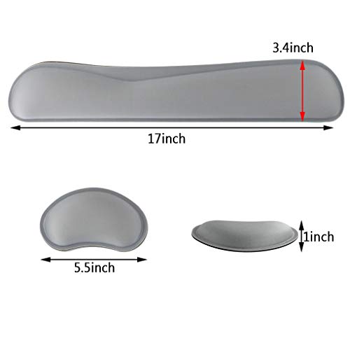 Poualss Memory Foam Set Keyboard and Mouse Wrist Pad Rest,Cushion Support for Office,Gaming,Computer,Laptop and Mac,Pain Relief& Easy Typing,Gray Wrist Rests