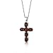 PEORA Garnet Cross Pendant Necklace for Women 925 Sterling Silver, January Birthstone, 6 Carats total Oval Shape, with 18 inch Chain, Valentines Gift for Women, Sparkling V-Day Gift
