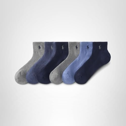 POLO RALPH LAUREN Men's Classic Sport Solid Ankle Socks-6 Pair Pack-Athletic Cushioned Cotton