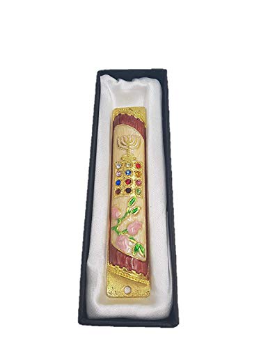Yaliland Mezuzah case + Kosher 7cm Scroll klaf Parchment Priestly Breastplate Israel Tribes HOSHEN Enamel Door Mezuza 5