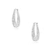 Carly Creations Women's Silver Plated Genuine Crystal Hoop Earring - Clear