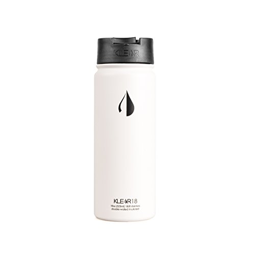 Klear Bottle - 18 Oz Stainless Steel Water Bottle - Double Wall Vacuum Sealed Insulated (White)