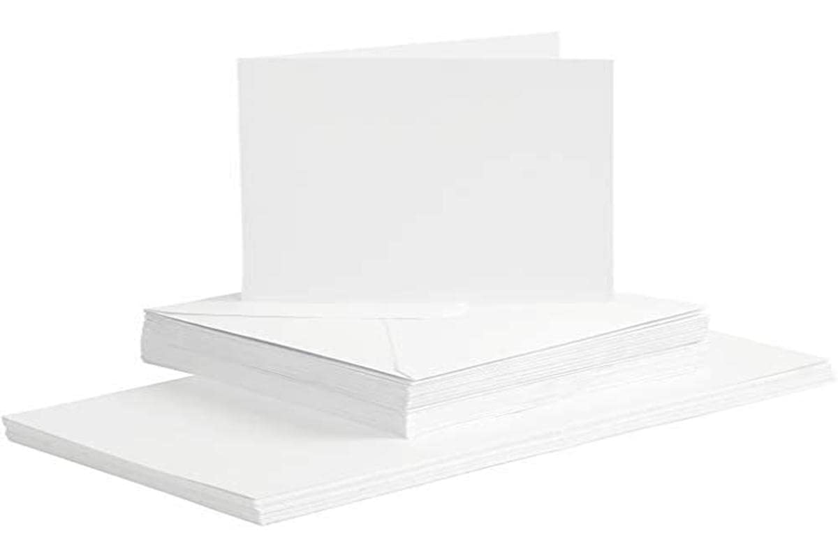 Creativ 23115 Cards & Envelopes, card size 15x15 cm, envelope size 16x16 cm, white, 50sets