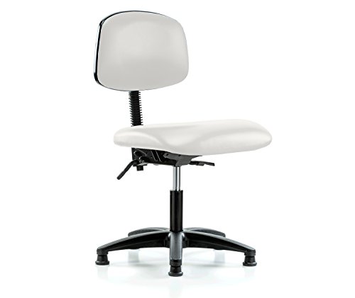 PERCH Lab Chair with Adjustable Back Support, Stationary Caps, Desk Height, Adobe White Vinyl