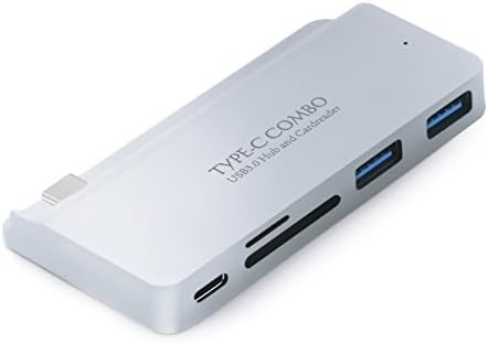 VERKB 6 in 1 Type-C USB-C 3.1 HUB Adapter for 2016 MacBook 12" Fast Charging 2 USB 3.0 Ports/SD &amp; Micro SD Slot (Sliver)