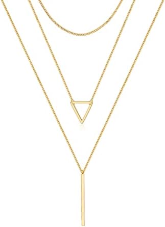 thumbnail image 2 of Dainty Layered Choker Necklace, Handmade Plated Y Pendant 2 of 13