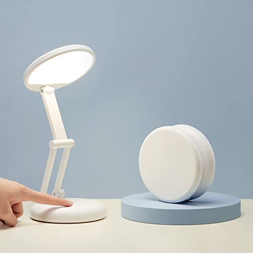 ONEFIRE LED Desk Lamp, Small Desk Lamp with USB Charging, White Desk Lamp +8 Brightness, Portable Kids Desk Lamp, Foldable Desk Lamps for Home, Cute Desk Lamp Rechargeable LED Desk Light Desk Lamps
