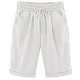 XinYangNi Women's Outdoor Casual Elastic Waist Knee Length Curling Bermuda Shorts with Drawstring