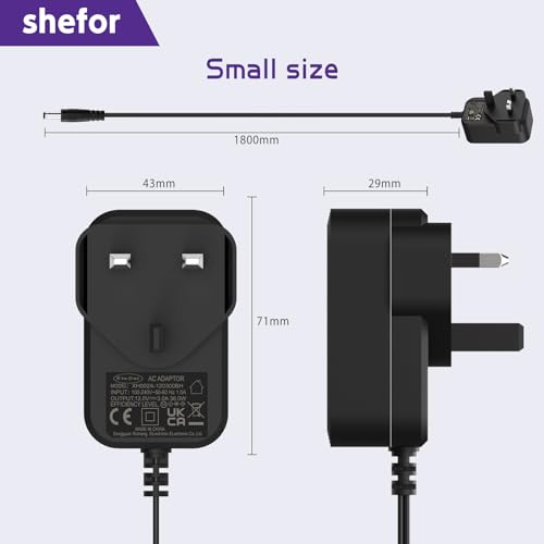 12V 3A 36W Power Supply Cable Adapter Compatible With LED Monitor Camera | CCTV Security Camera, LED Strip Lights, LCD Monitor, Audio/Video, Router, Security Camera, UK plug, Wall Charger【5.5*2.1mm】