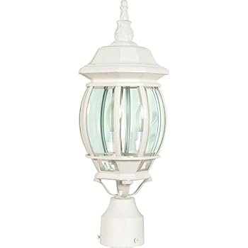Nuvo 60/897 Post Lantern with Clear Beveled Panels, White