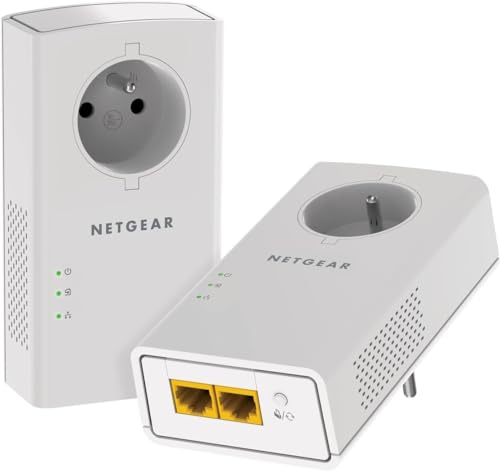 NETGEAR PLP2000-100FRS, Powerline 2000 Mbps with 2 Ethernet Ports, Powerline Fibre Socket Ideal for Internet Anywhere in the Home and Enjoy Multi-TV Service, Compatible with All Internet Boxes