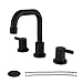 PARLOS Two-Handle Widespread Bathroom Faucet with Pop-up Drain Assembly and cUPC Faucet Supply Lines, Matte Black, 14136