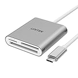 Unitek USB C SD Card Reader, Aluminum 3-Slot USB 3.0 Type-C Flash Memory Card Reader for USB C Device, Supports SanDisk Compact Flash Memory Card and Lexar Professional CompactFlash Card - Grey