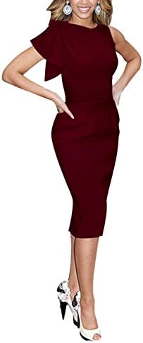 Destinas Women's Sleeveless Celebrity Elegant Ruched Prom Party Bodycon Dress (XXL, Burgundy)