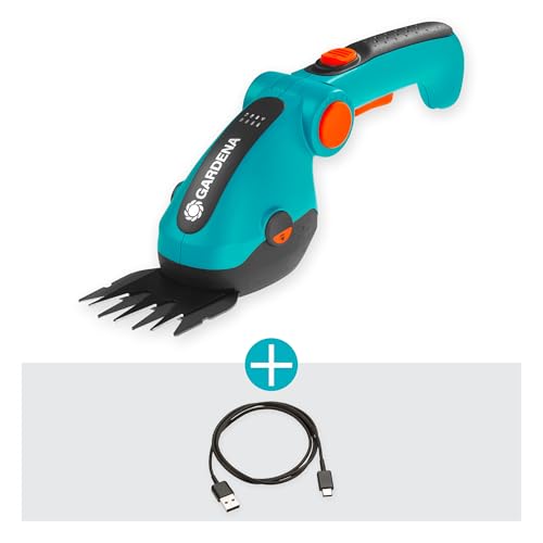 Gardena ComfortCut Li Cordless Grass Shears with 8 cm Cutting Width, Angled Comfort Handle with LED Display, Blade Change without Tools (9887-20)