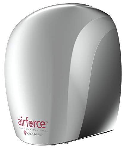 World Dryer J4-970 Airforce Automatic High-Speed Energy-Efficient Hand Dryer Aluminum Cover, Polished Chrome  208-240V - Thumbnail 2