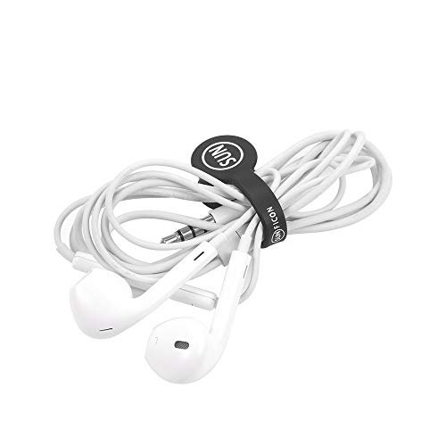 SUNFICON Magnetic Cable Clips Cable Organizers Earbuds Cords Clips Bookmark Whiteboard Noticeboard Fridge Magnets USB Cable Managers Keepers Ties Straps for Home Kitchen,Office,School,5 Pack Black - Thumbnail 5