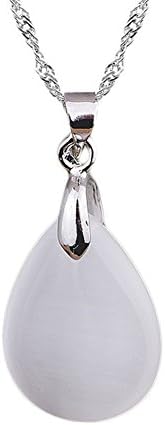 Silver Tone Opalite Moonstone Necklace Crystal
