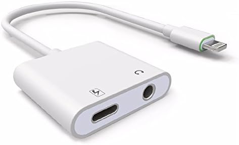 iPhone 7, 7 Plus Dual Function Lightning Adapter + 3.5mm Headphone - iPhone 7 Splitter With Extension Cable (White)