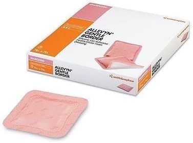ALLEVYN GENTLE BORDER, Adhesive Foam Border Dressing, 7.5 CM X 7.5CM, Pack of 10, White, 7.5 cm x 7.5 cm