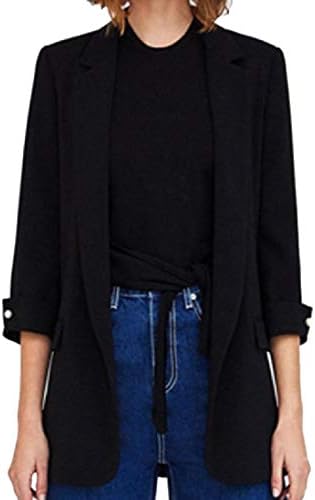 Sankt Womens Textured Slim Cut Notched Lapel Longline Blazer Coat