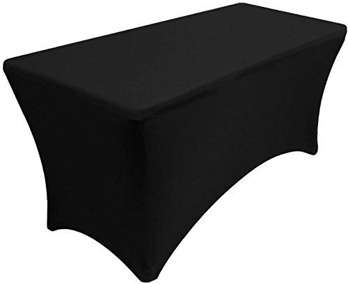 Banquet Tables Pro Black 30 Inch Wide x 48 inch Long, 4 Foot Stretch Spandex Tablecover