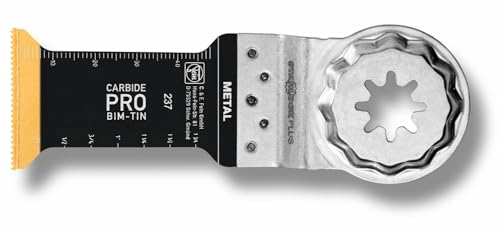 FEIN E-Cut Carbide Pro Saegeblatt , Ve. 5 St., Breite 32 mm, Laenge 40 mm, Aufnahme Starlock, TiN-beschichtetes Hartmetall-Tauchsaegeblatt mit extrem hoher Verschleissfestigkeit