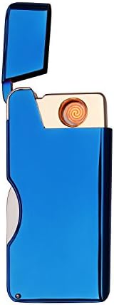 OBON originality knife Two-sided USB Rechargeable Windproof Coil Slim Lighter Set with USB Charging Cable and Gift box No Gas Flameless Cigarette Lighter (blue)