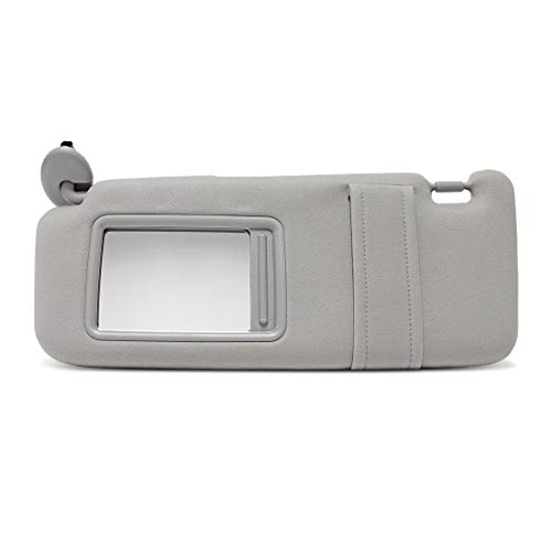 Wisamic Sun Visor Assembly with Mirror Left Driver Side for 2007-2011 Toyota Camry Hybrid, Replace 74320-06780-B0, Grey (NO Sunroof)