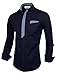 TAM WARE Mens Premium Casual Inner Contrast Dress Shirt TWNMS310S-CMS05-NAVY-US L