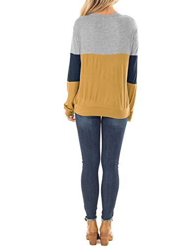 MINCLOUSE WOMEN’S COLOR BLOCK LONG SLEEVES TUNIC CUTOUT CHOKER TOPS CREW NECK CASUAL LOOSE BLOUSES CUTE SWEATSHIRTS