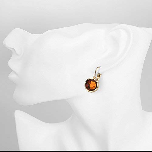 Leverback Dangle Earrings,UHIBROS Stainless Steel Cubic Zirconia Round Drop Earrings