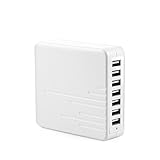 BAKTH 45W/8-Amp 7-Port USB Wall Desktop Fast Charging Station for iPhone 6 Plus 5S 5C 5 4S, iPad Air 2 Mini 3, Samsung Tablets, Galaxy S6, Galaxy Note 4 3 2, LG G3, More Smartphones and Tablets - White