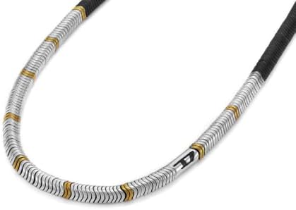 Colar de corrente em aço inoxidável bicolor masculino com fecho de lagosta, prata pastel