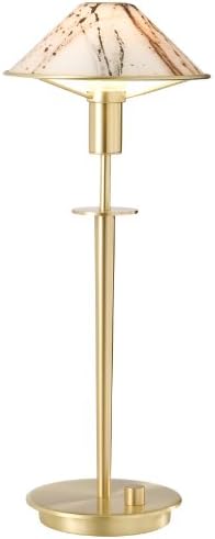 Holtkoetter 6514 BB MRB Lighting for The Aging Eye Halogen Table Lamp, Brushed Brass with Marble Glass