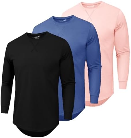 Allsense Men's Longline Curved Hem T-Shirt, 100% Combed Ring-Spun