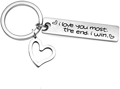 I Love You Most The End I Win Keychain for Couples Boyfriend Husband Gifts Long Distance Relationships Gifts Valentines Day Keychain