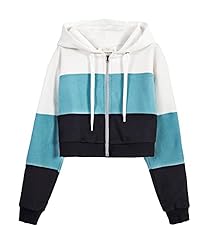 DOUBLJU Casual Crop Hoodie Long Sleeve Zip Up