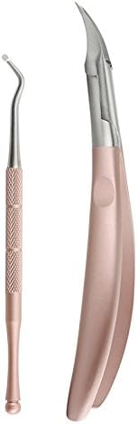 Ingrown Toenails Nipper Set, Rose Gold Stainless Steel Ingrown Toenail Nail Nipper and Nail Lifter, Paronychia Care Precision Cutter Thick Tool
