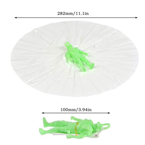 BUYGOO 12Pcs Toy Parachute, Glow in The Dark Paratrooper with Parachute Toys Set, Tangle Free Throwing Hand Throw Parachute Army Man Toss It Up and Watching Landing Outdoor Toys for Kids