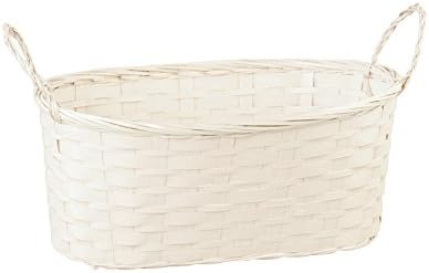 Wald Imports White Bamboo Double 4" Decorative Storage Basket